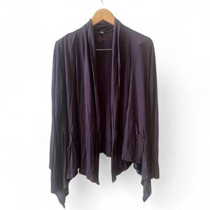 Pete & Greta by Johnny Was Waterfall Cardigan Sz Medium Purple w/ Stripes Pocket